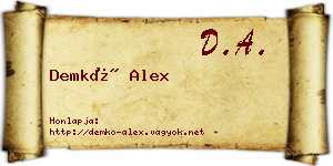 Demkó Alex névjegykártya