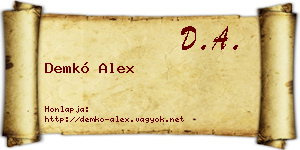 Demkó Alex névjegykártya